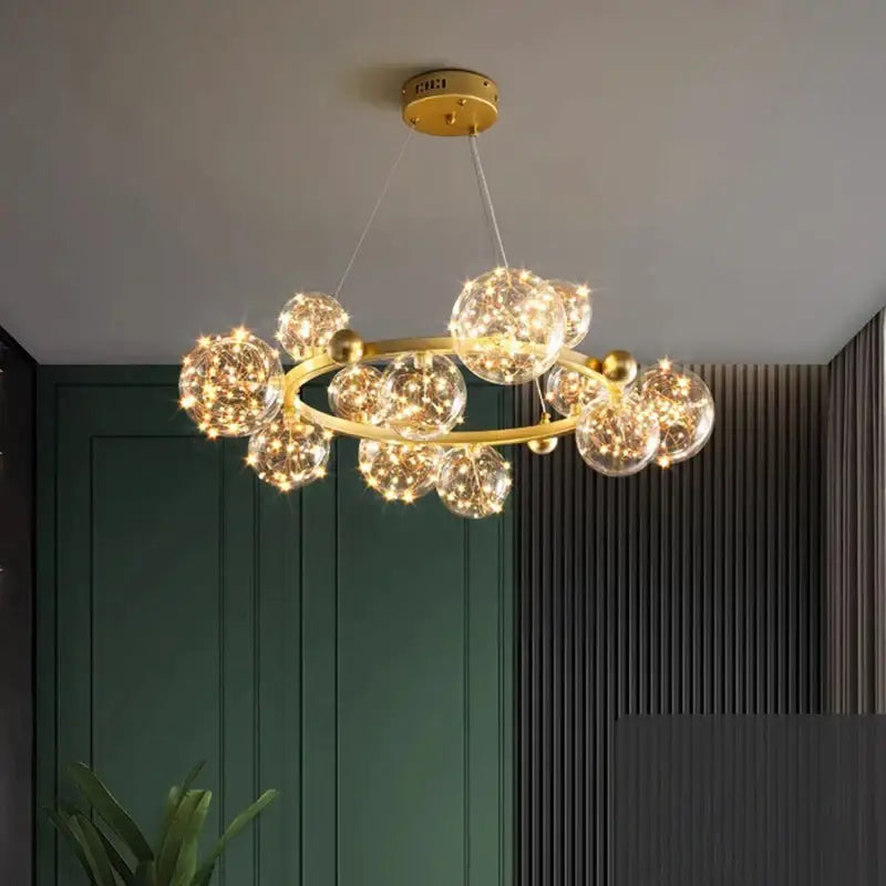 Modern chrome & gold crystal chandelier living room light