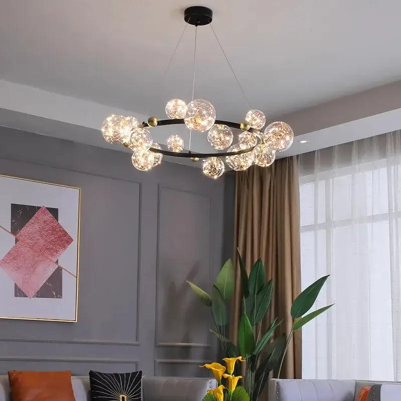 Modern chrome & gold crystal chandelier living room light
