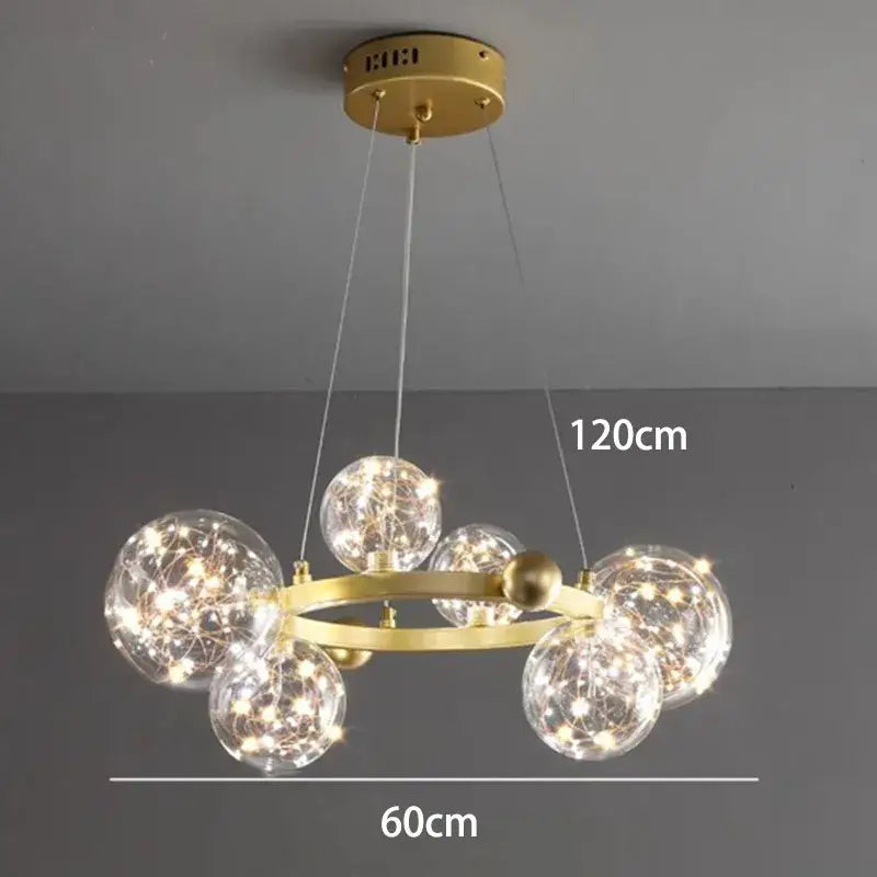 Modern chrome & gold crystal chandelier living room light