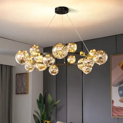 Modern chrome & gold crystal chandelier living room light