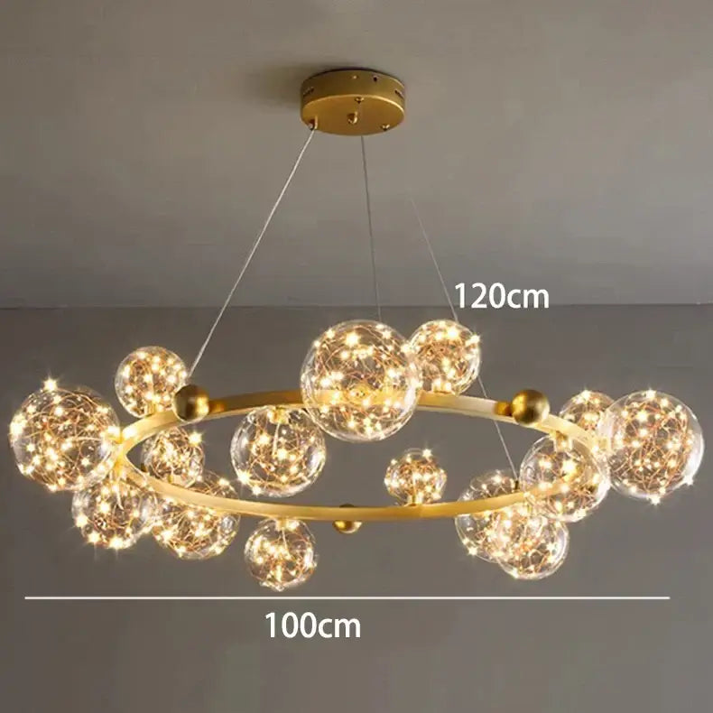 Modern chrome & gold crystal chandelier living room light