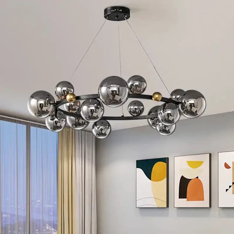 Modern chrome & gold crystal chandelier living room light