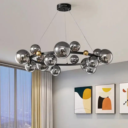 Modern chrome & gold crystal chandelier living room light