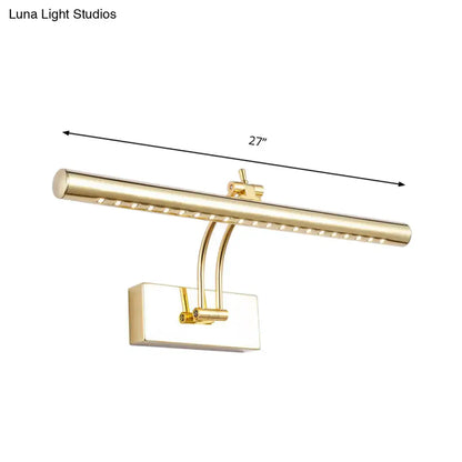 Modern chrome & gold led bathroom wall lamp with tubular metal shade
