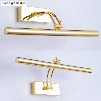 Modern chrome & gold led bathroom wall lamp with tubular metal shade