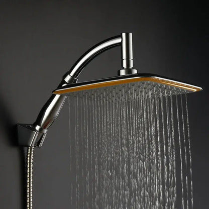 Modern chrome & gold square rainfall shower head bathroom