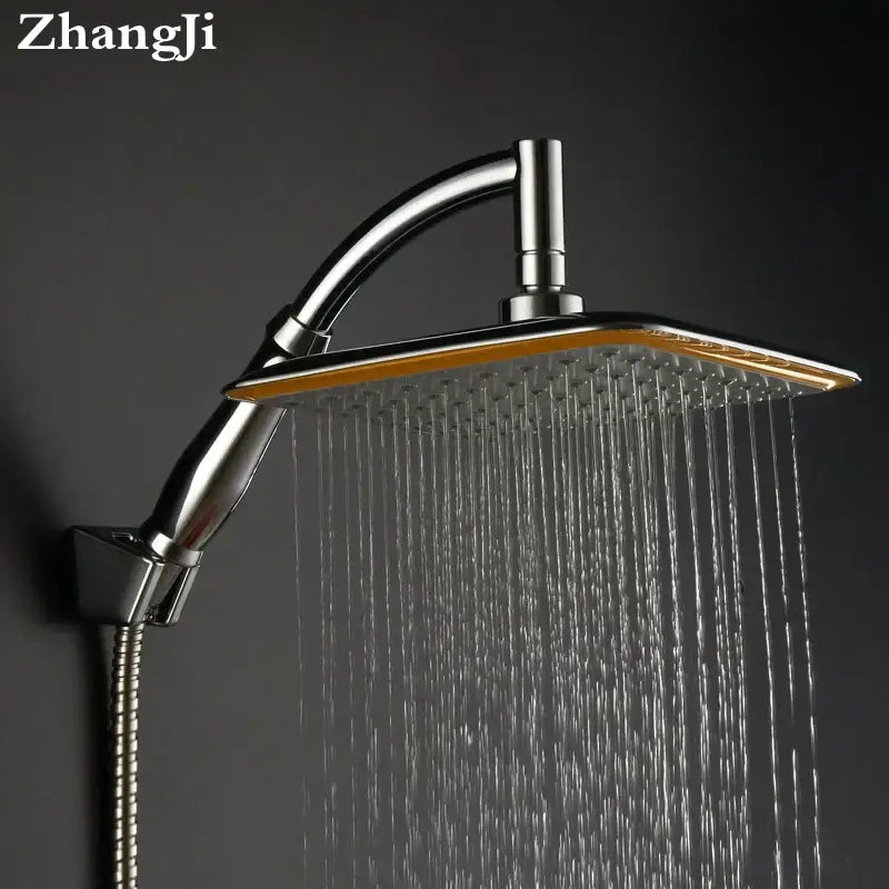 Modern chrome & gold square rainfall shower head bathroom