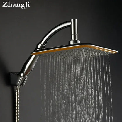 Modern chrome & gold square rainfall shower head bathroom