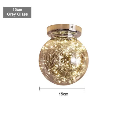 Modern chrome gypsophila led ceiling light bedroom glass globe