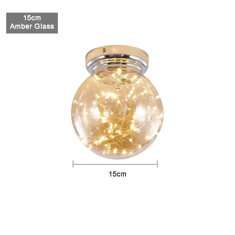 Modern chrome gypsophila led ceiling light bedroom glass globe