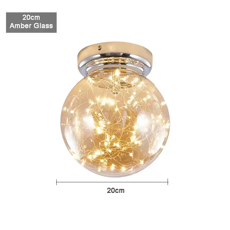 Modern chrome gypsophila led ceiling light bedroom glass globe