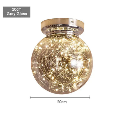 Modern chrome gypsophila led ceiling light bedroom glass globe