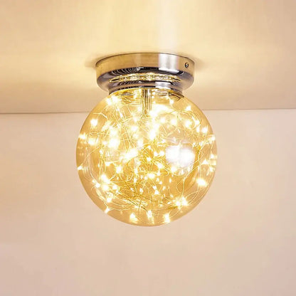 Modern chrome gypsophila led ceiling light bedroom glass globe