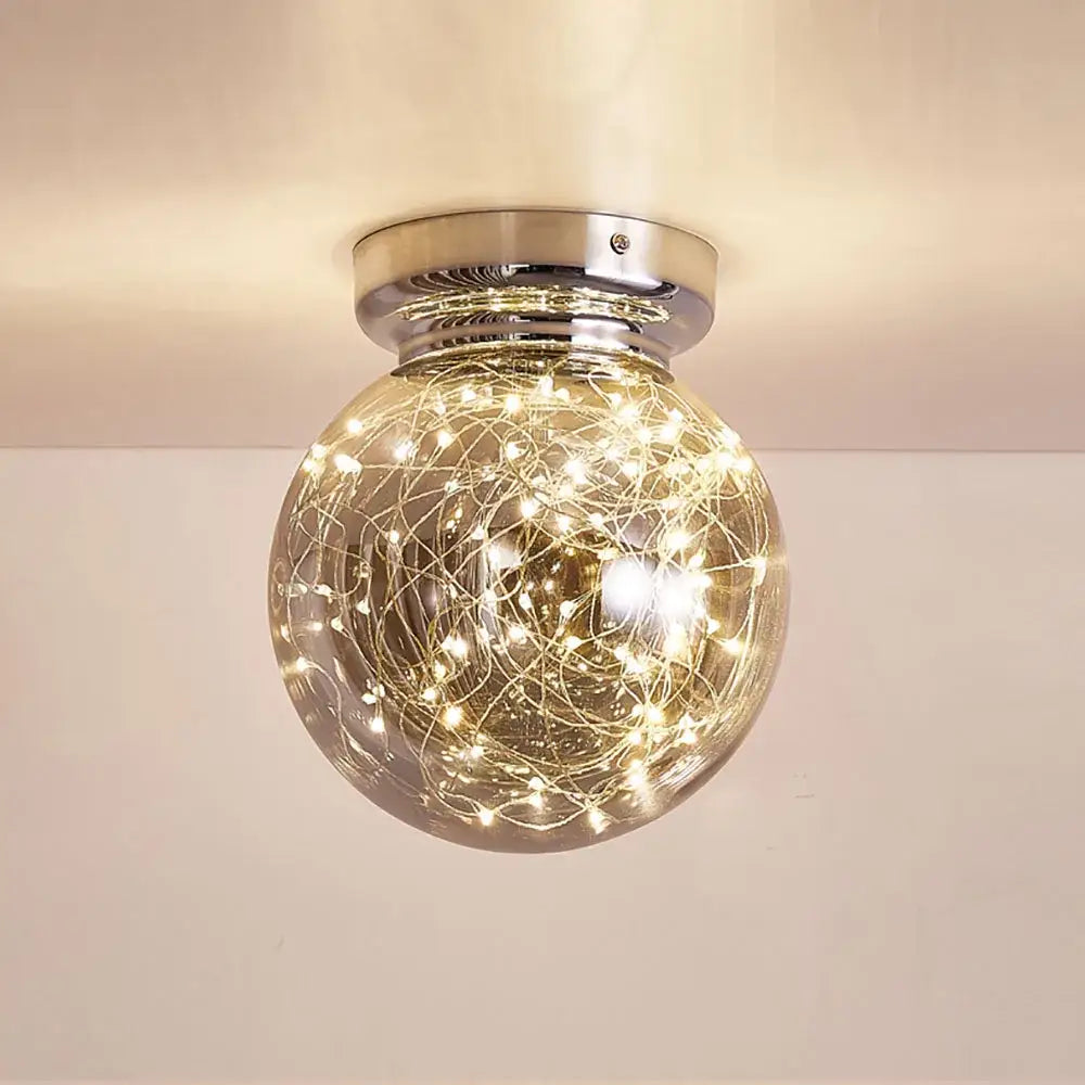 Modern chrome gypsophila led ceiling light bedroom glass globe