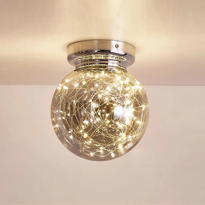 Modern chrome gypsophila led ceiling light bedroom glass globe