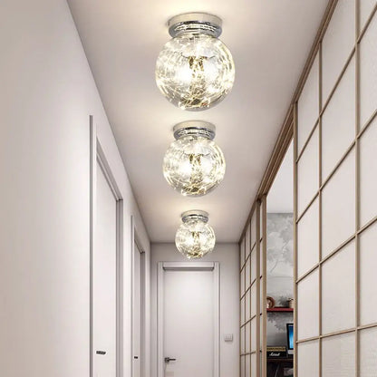 Modern chrome gypsophila led ceiling light bedroom glass globe