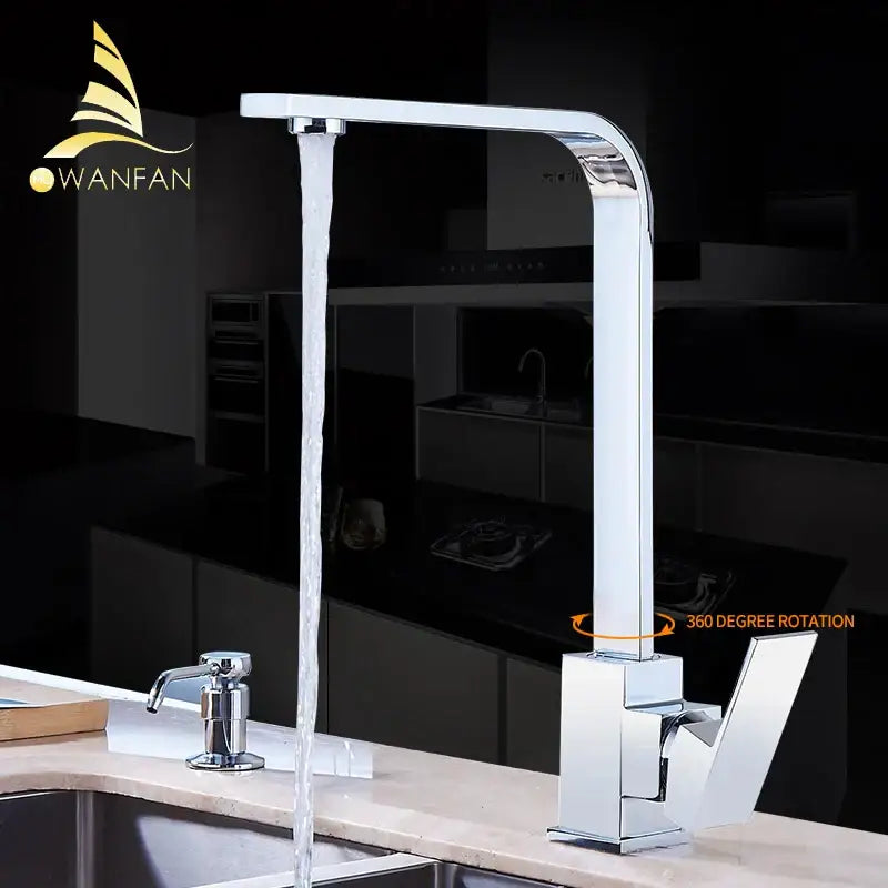 Modern chrome kitchen sink faucet with 360 swivel single handle