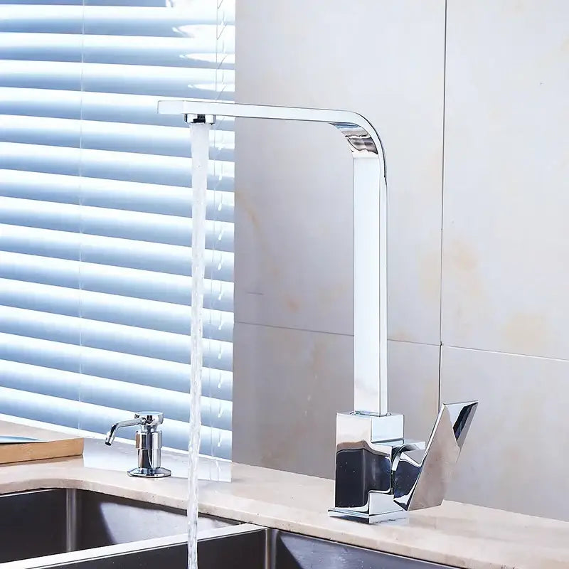 Modern chrome kitchen sink faucet with 360 swivel single handle
