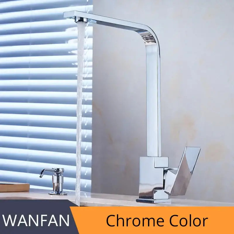 Modern chrome kitchen sink faucet with 360 swivel single handle
