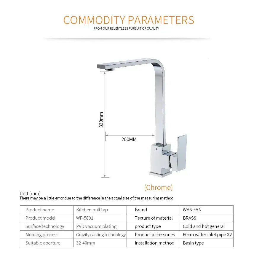 Modern chrome kitchen sink faucet with 360 swivel single handle