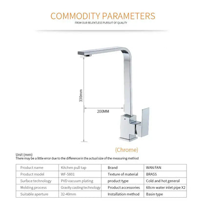 Modern chrome kitchen sink faucet with 360 swivel single handle