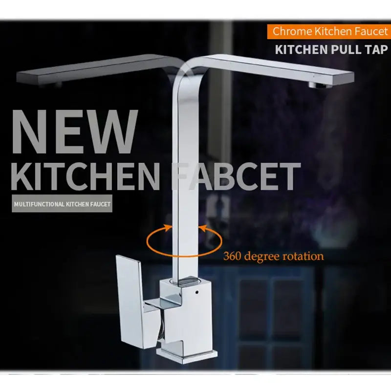 Modern chrome kitchen sink faucet with 360 swivel single handle