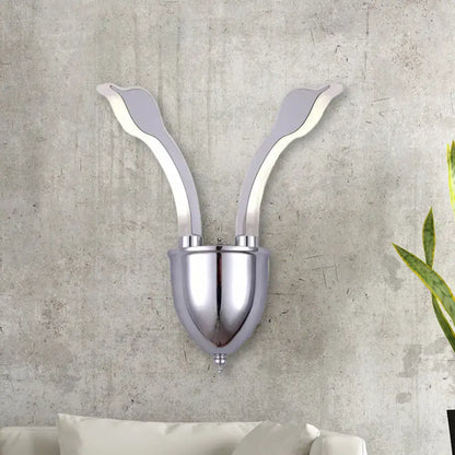 Modern chrome leaf led wall sconce bedroom warm white light acrylic shade