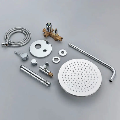 Modern chrome led brass shower set with rain head for bathroom