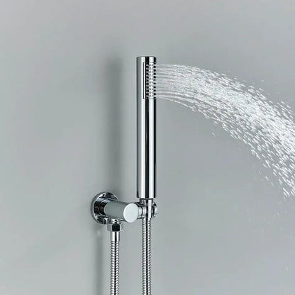Modern chrome led brass shower set with rain head for bathroom