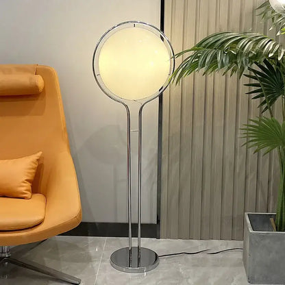 Modern chrome led floor lamp with white globe for living room