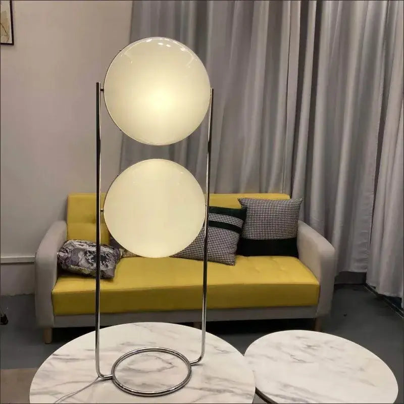 Modern chrome led floor lamp with white globe for living room