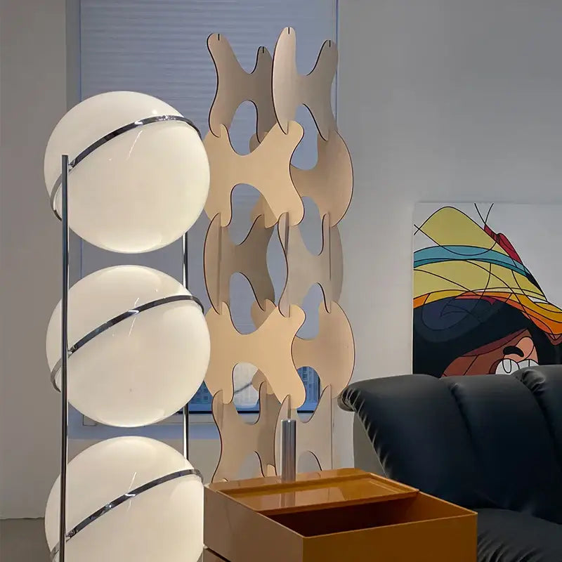 Modern chrome led floor lamp with white globe for living room