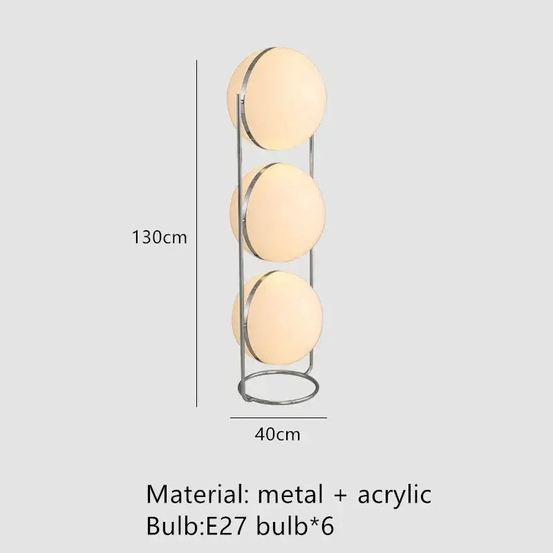 Modern chrome led floor lamp with white globe for living room