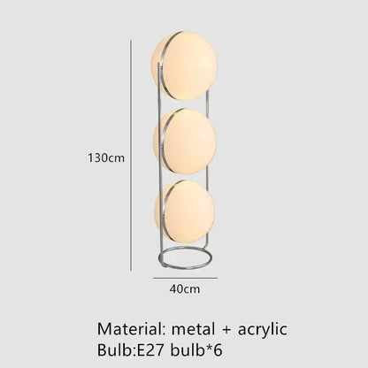 Modern chrome led floor lamp with white globe for living room