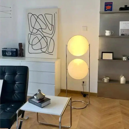 Modern chrome led floor lamp with white globe for living room