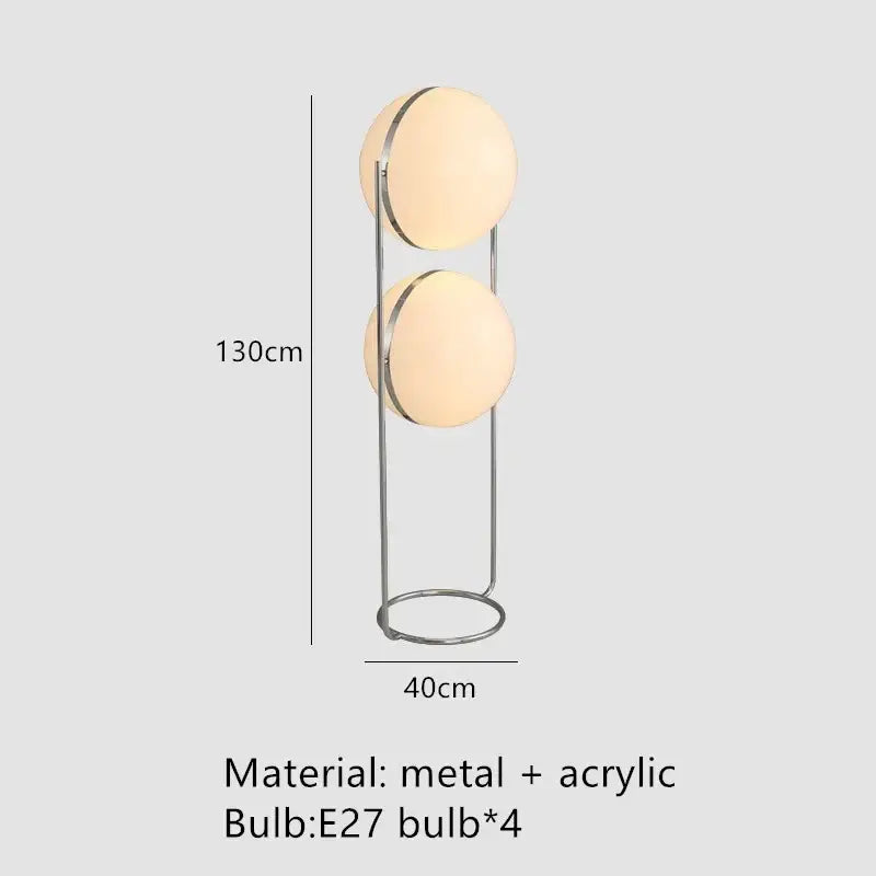Modern chrome led floor lamp with white globe for living room