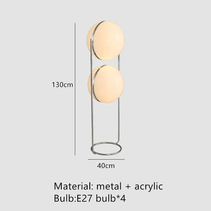 Modern chrome led floor lamp with white globe for living room