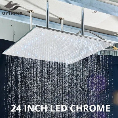 Modern chrome led rain shower head bathroom ceiling sprayer
