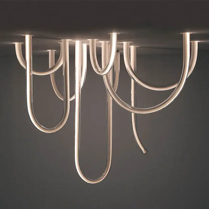Modern chrome led u shape chandelier pendant lamp dining room
