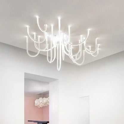 Modern chrome led u shape chandelier pendant lamp dining room