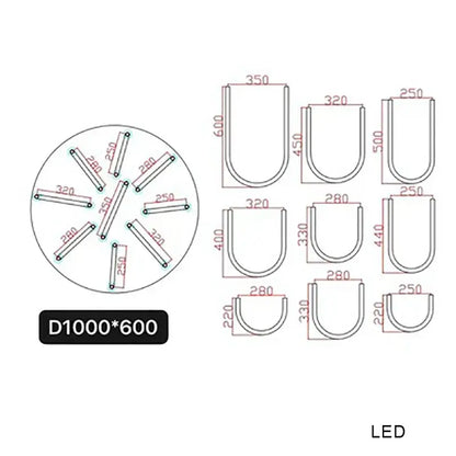 Modern chrome led u shape chandelier pendant lamp dining room