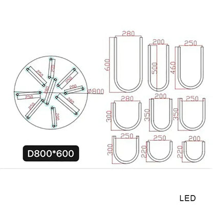 Modern chrome led u shape chandelier pendant lamp dining room