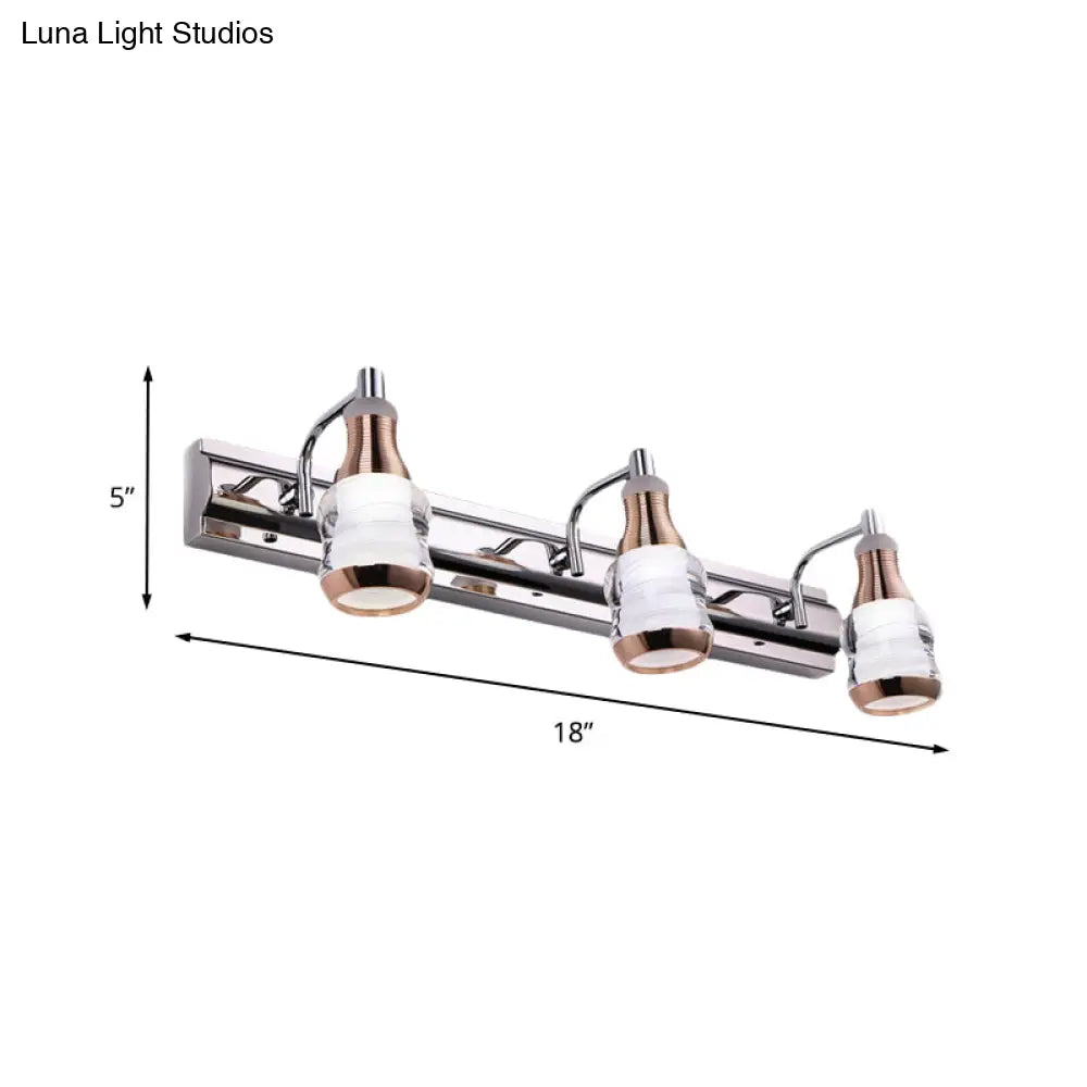 DecorBites™ Modern Chrome LED Vanity Wall Light, 2/3 Bulbs, 12"/18" Long, White/Warm Light