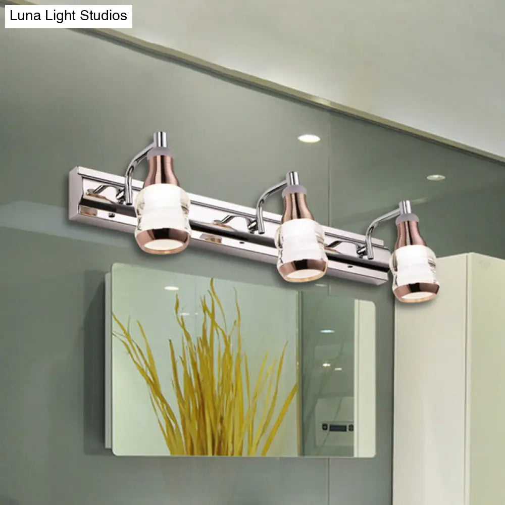 DecorBites™ Modern Chrome LED Vanity Wall Light, 2/3 Bulbs, 12"/18" Long, White/Warm Light
