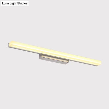 Modern chrome led wall light with streamlined metal shade bathroom