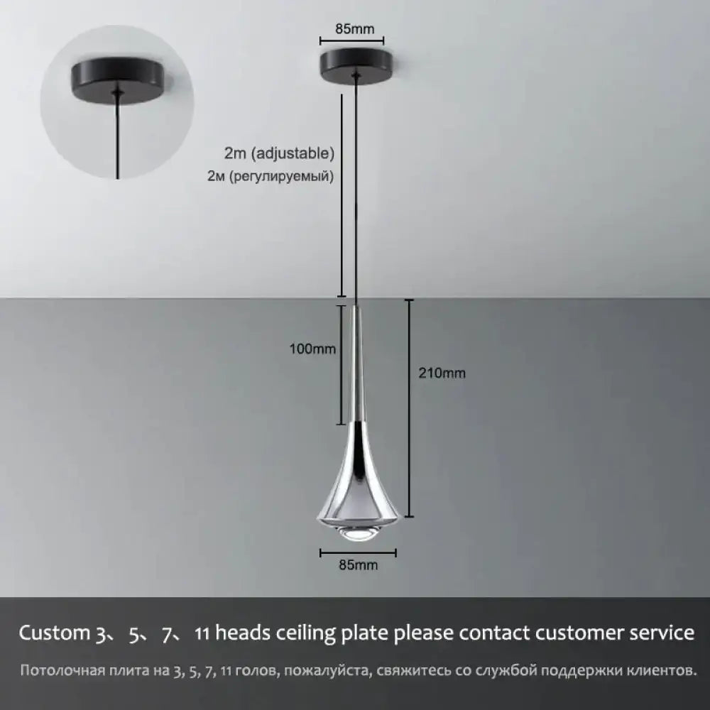 Modern chrome led water drop chandelier dining room pendant light