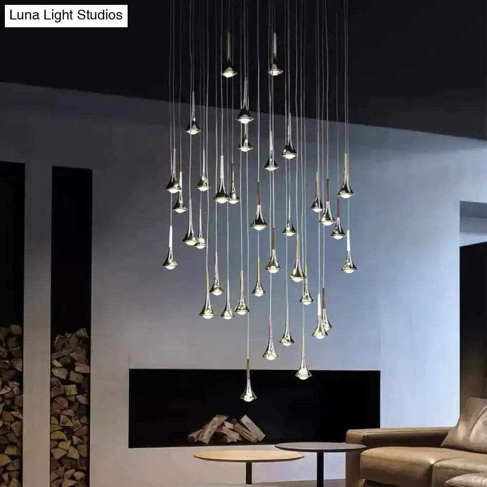 Modern chrome led water drop chandelier dining room pendant light