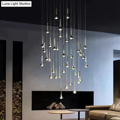Modern chrome led water drop chandelier dining room pendant light