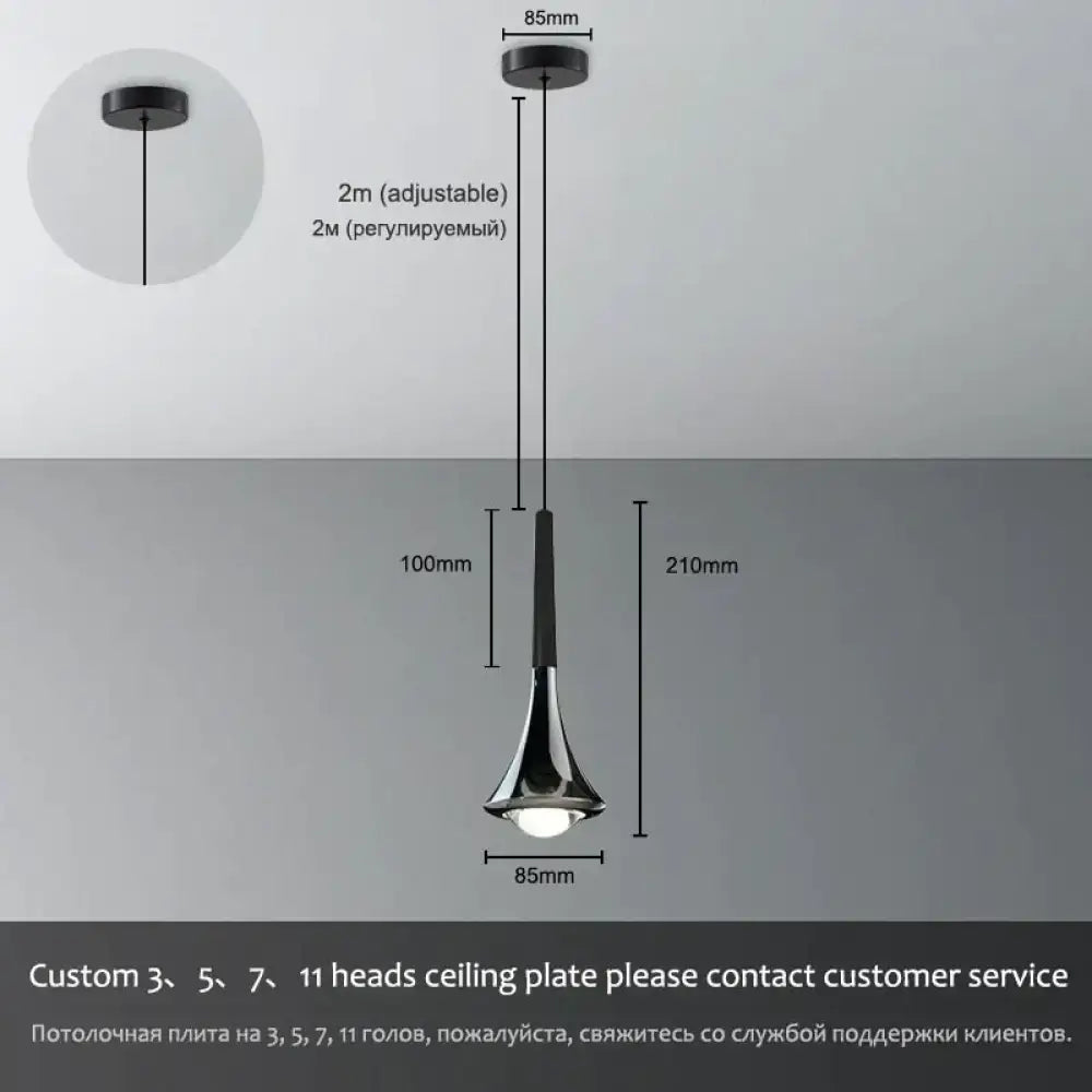 Modern chrome led water drop chandelier dining room pendant light