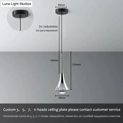 Modern chrome led water drop chandelier dining room pendant light